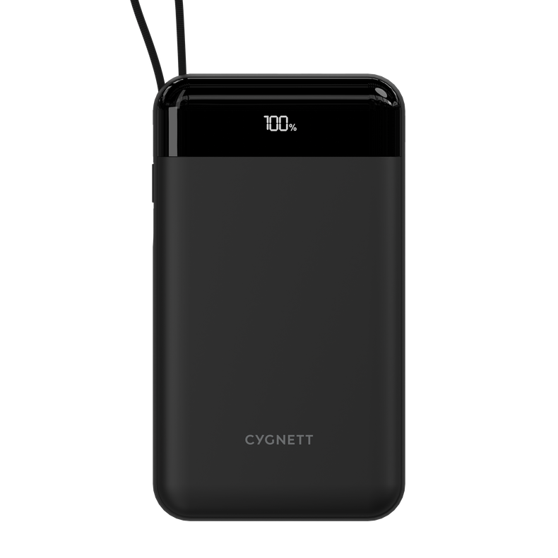 40,000mAh Power Bank with Integrated USB-C Cable - Black - Cygnett (AU)