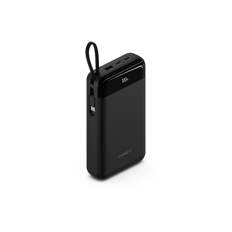 40,000mAh Power Bank with Integrated USB-C Cable - Black - Cygnett (AU)