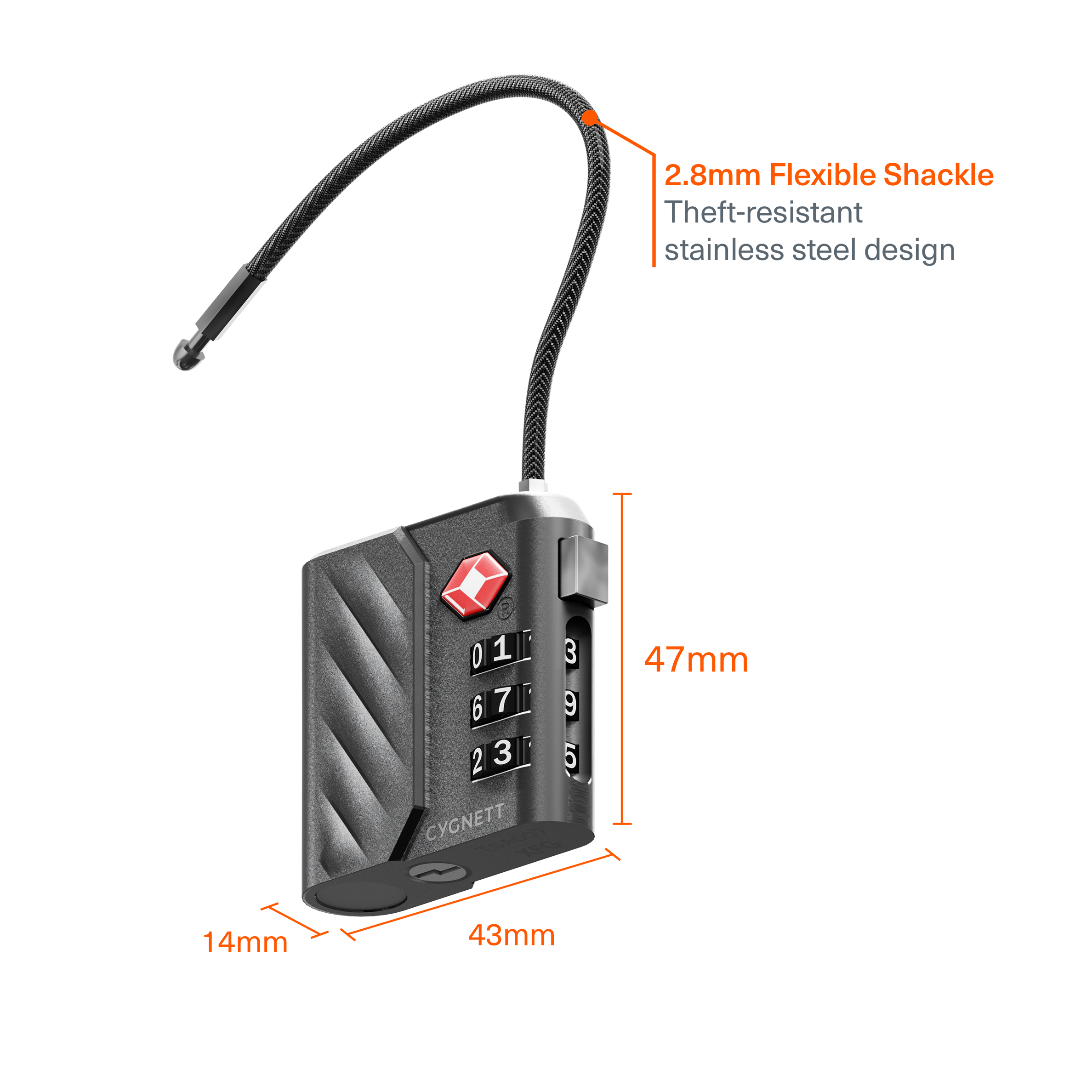 Bluetooth® TravelTag TSA Lock with USB-C Recharging - Cygnett (AU)