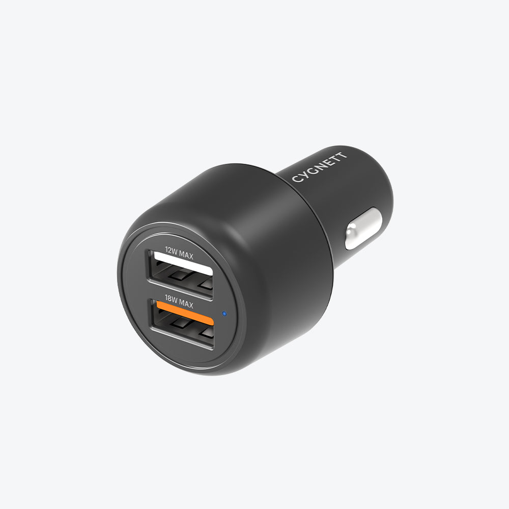 Chargeur de voiture Cygnett - USB, USB-C 20W - Noir 